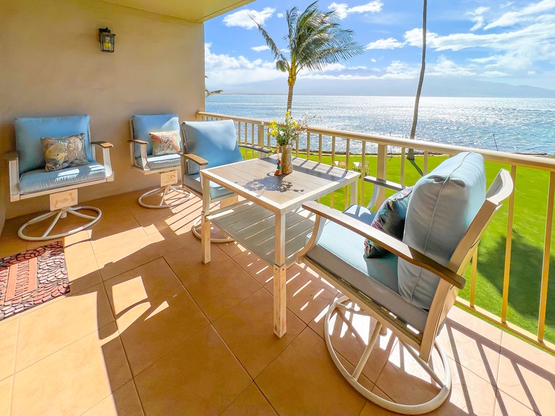 Comfortable seating to enjoy the view from the private lanai!