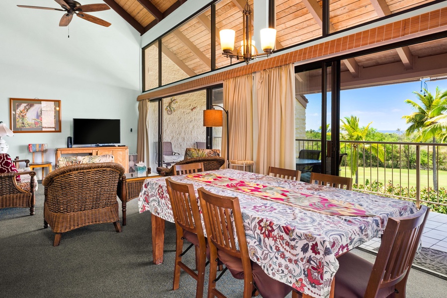 Large dining area with sit down table