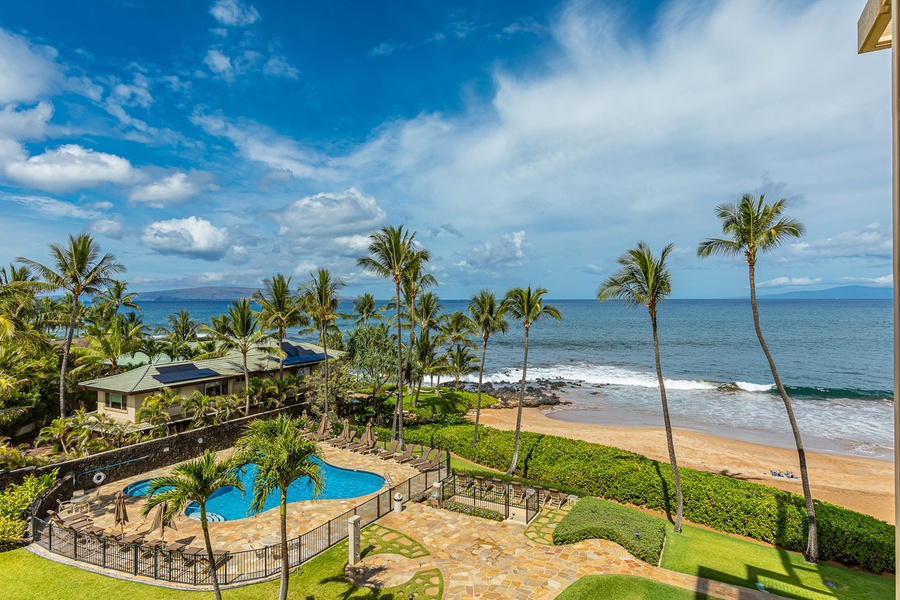 Views of oceanfront pool and Pacific Ocean from your lanai