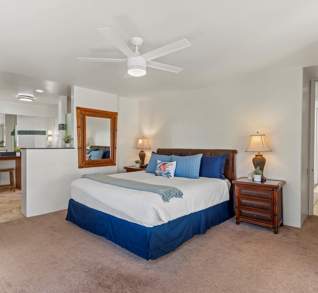 Primary bedroom features a king bed