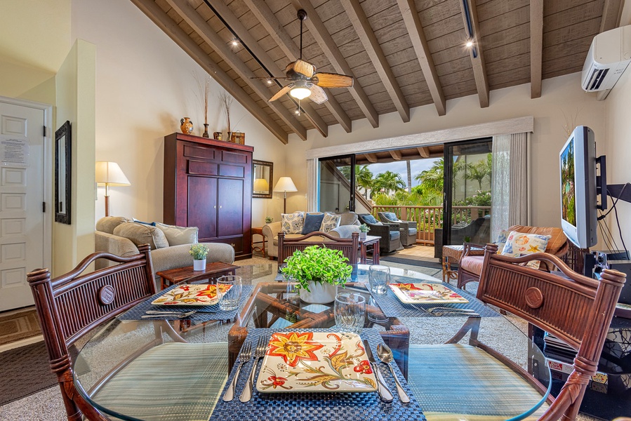 View from dining area towards patio