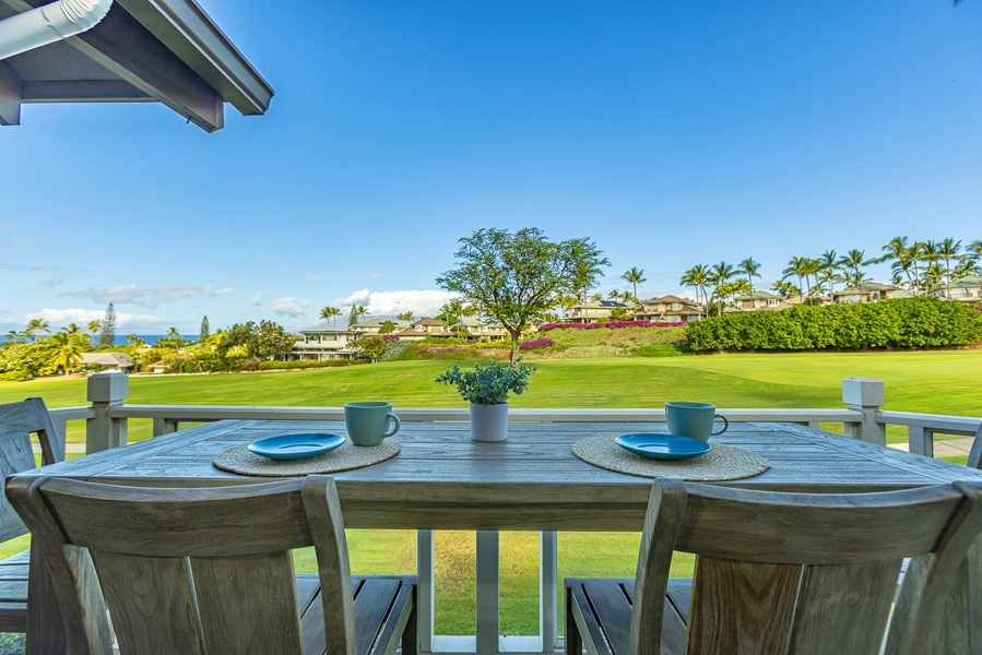 Ocean and fairway view from the lanai.