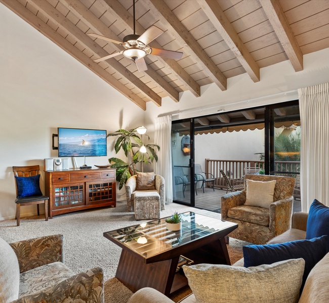 High ceilings give this a condo an open feel