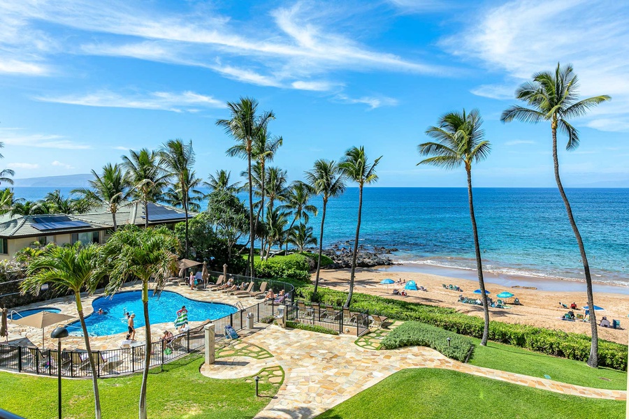 Pool and beach viewing from the lanai.