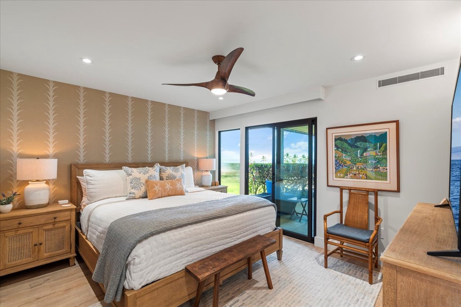 Relax on the plush California king bed