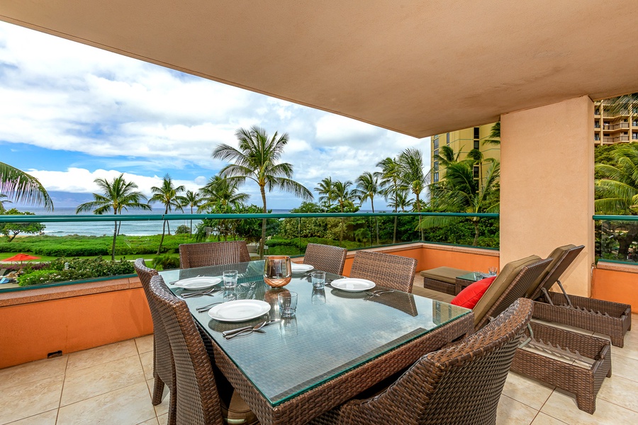 Dine with your favorite meal on this private lanai