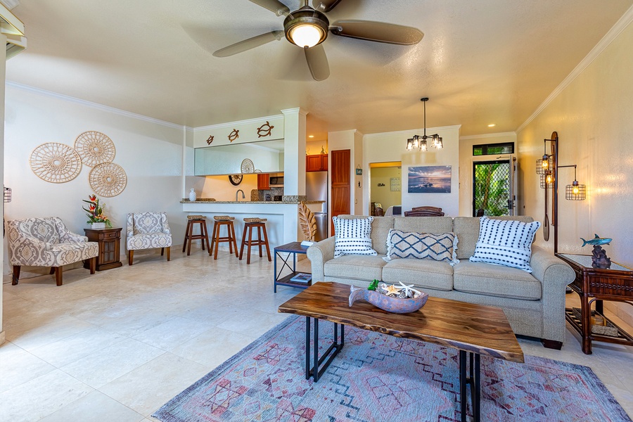 Spacious living area to enjoy your O'hana (family). 