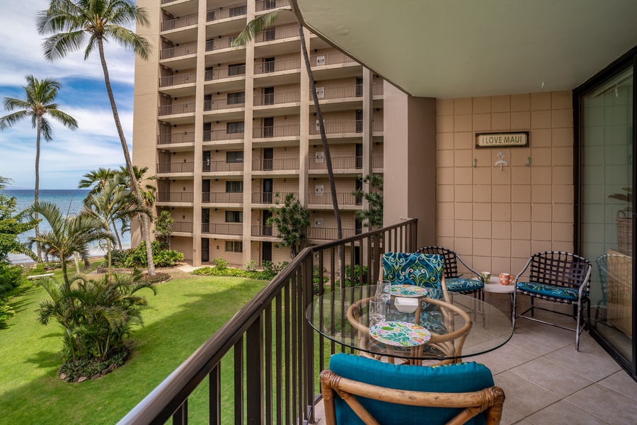 Enjoy your morning coffee on this private lanai.