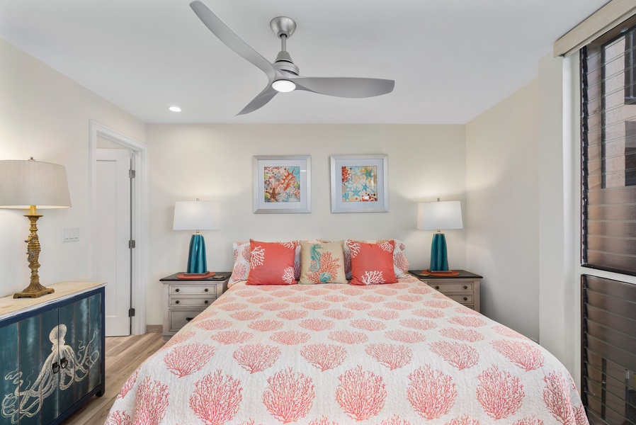 King bed in the primary bedroom