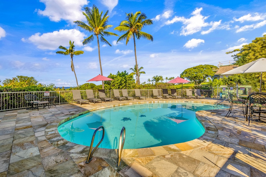 Enjoy the loungers and pool area