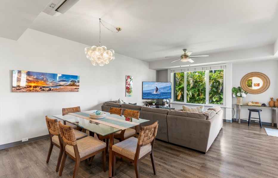 Spacious dining and living area