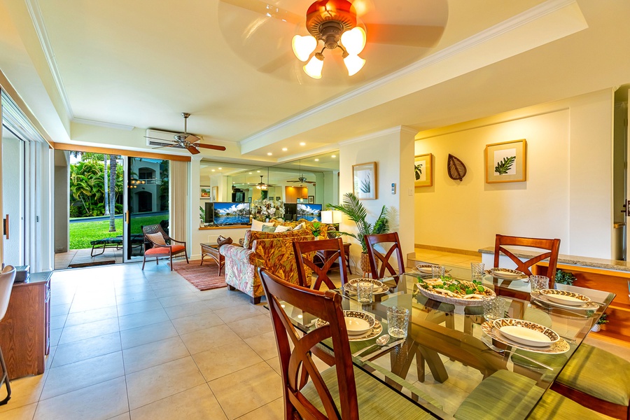 Enjoy a meal indoors with seating for 6
