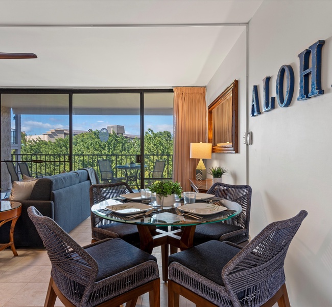 Dining area with foliage views