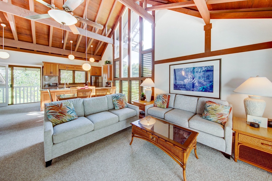 Living area is the entire second floor with vaulted ceilings