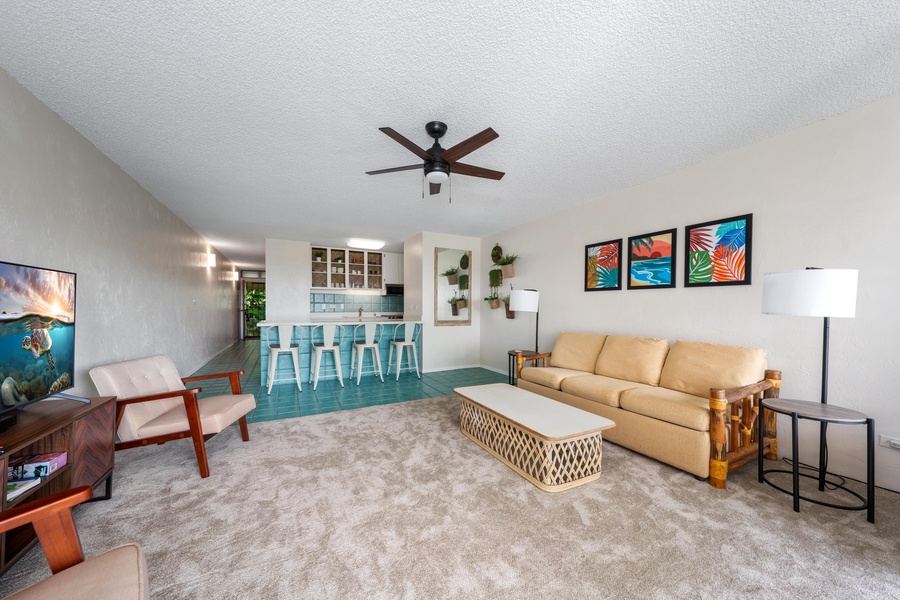 Living area with sleeper sofa