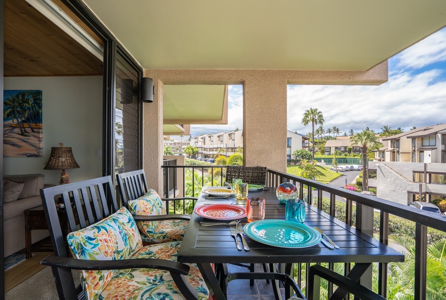 Enjoy the view while dining on the lanai