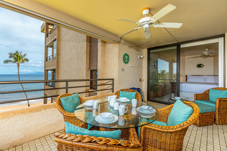 Lanai features and ocean view and lounger