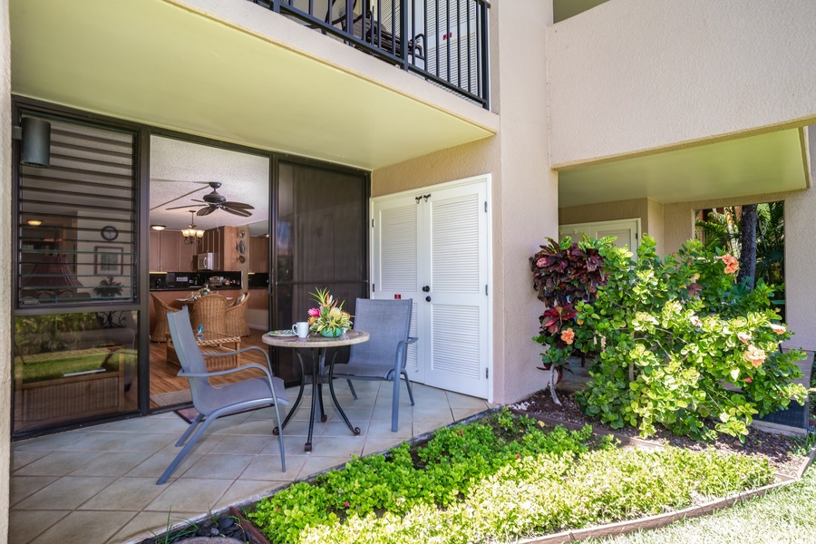 Enjoy your morning coffee on this private lanai