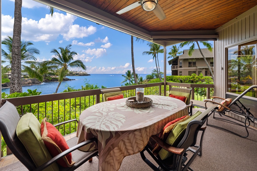 Dine on the lanai and watch the sunset