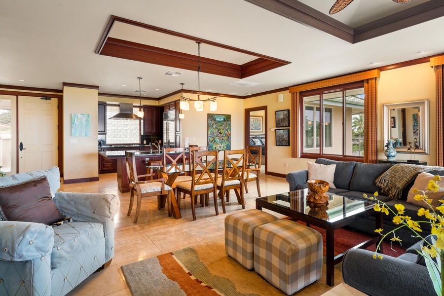 Lovely open floor plan leading to the second master bedroom