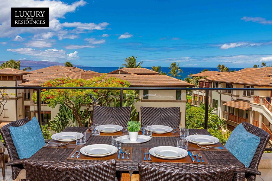 Dine out on the private lanai surrounded by tropical beauty 