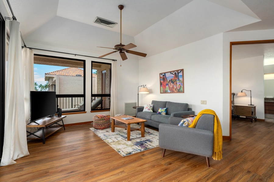 Living area with large windows