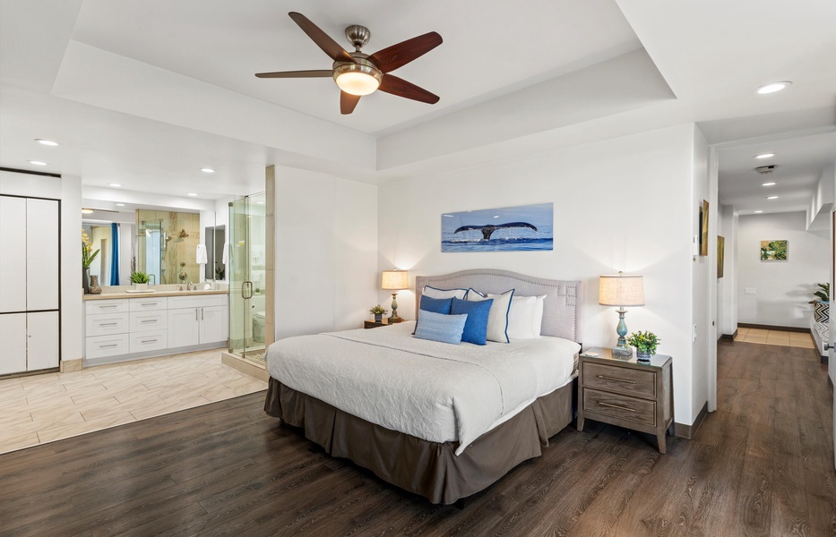 Comfortable king size bed in the primary bedroom