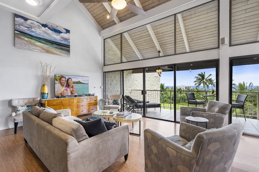 Living area with great view from inside and large lani 