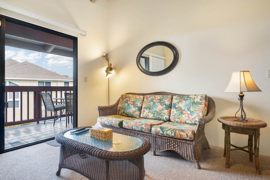 The living room opens to the lanai.