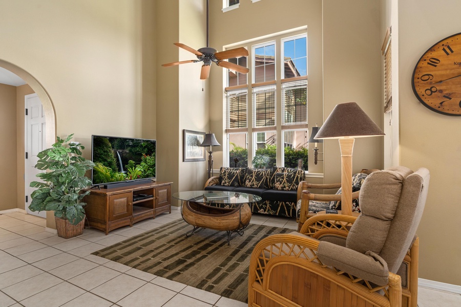 Lovely natural light and ample seating in the living room