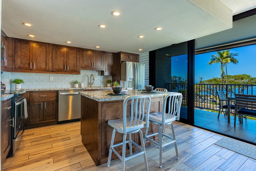 Spacious island to create Maui meals while enjoying the view!