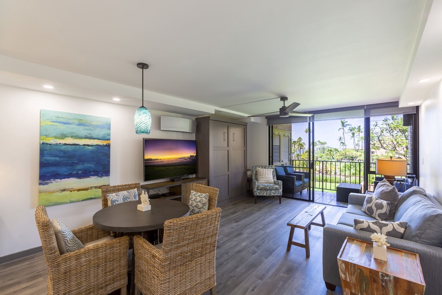 Nicely decorated living room and dining space