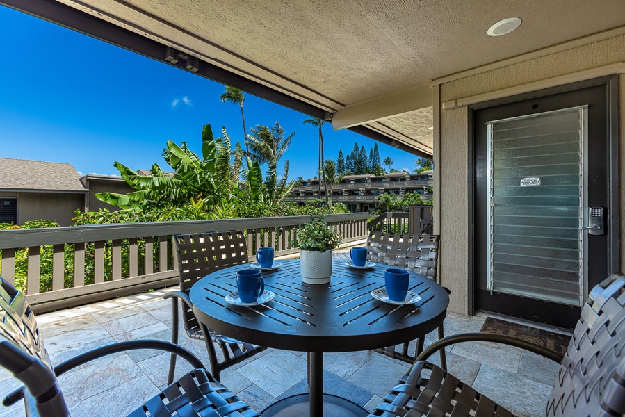 Enjoy meals outside at your lanai dining table for four.