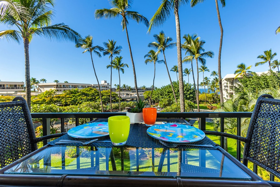 Enjoy coffee on the private lanai