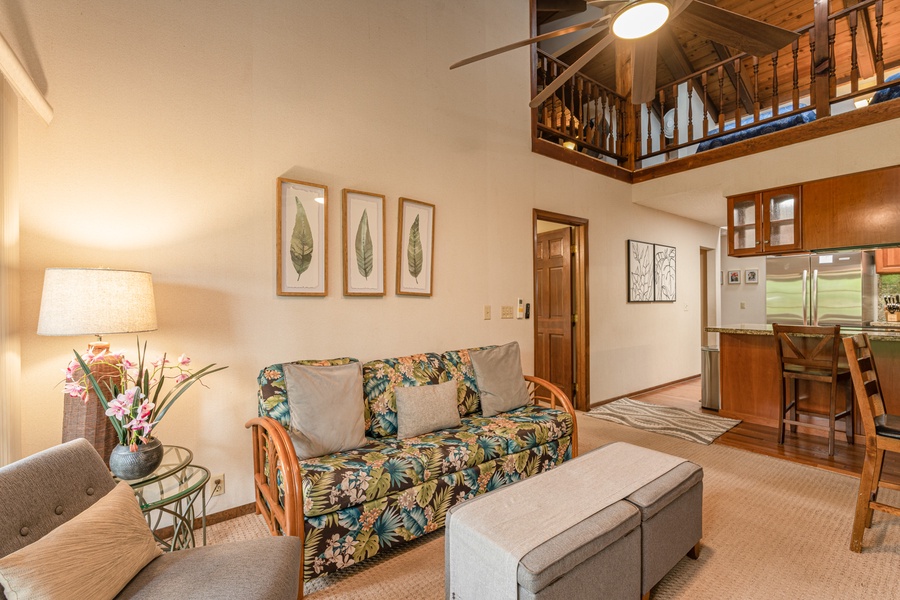 Tall ceilings in the living area 