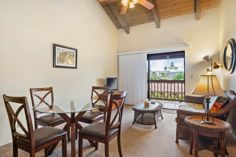Comfortable seating for four people at the dining table.