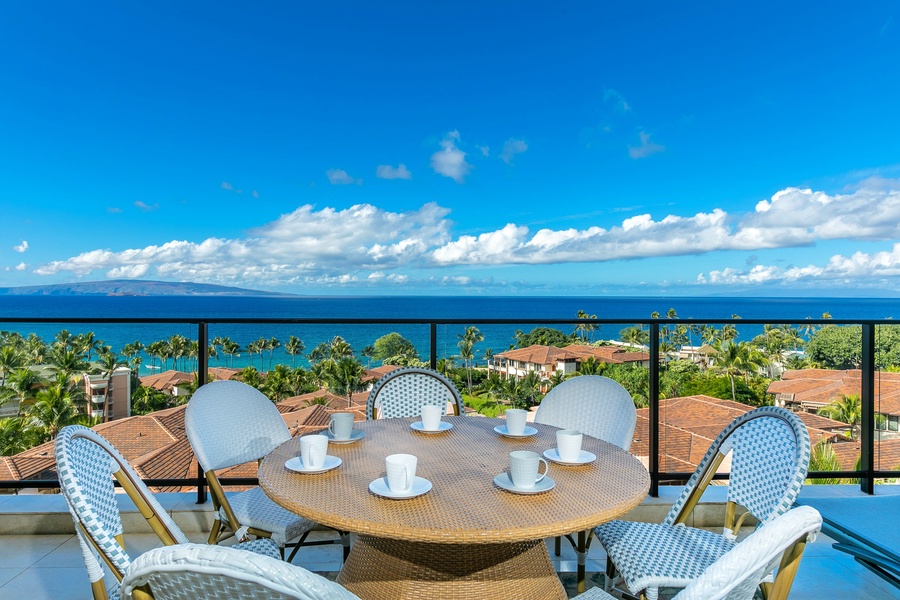 Enjoy coffee or cocktails on this spacious lanai 