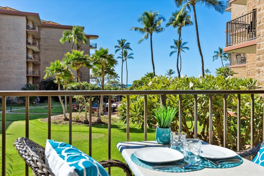 Garden and peek-a-boo view of the ocean