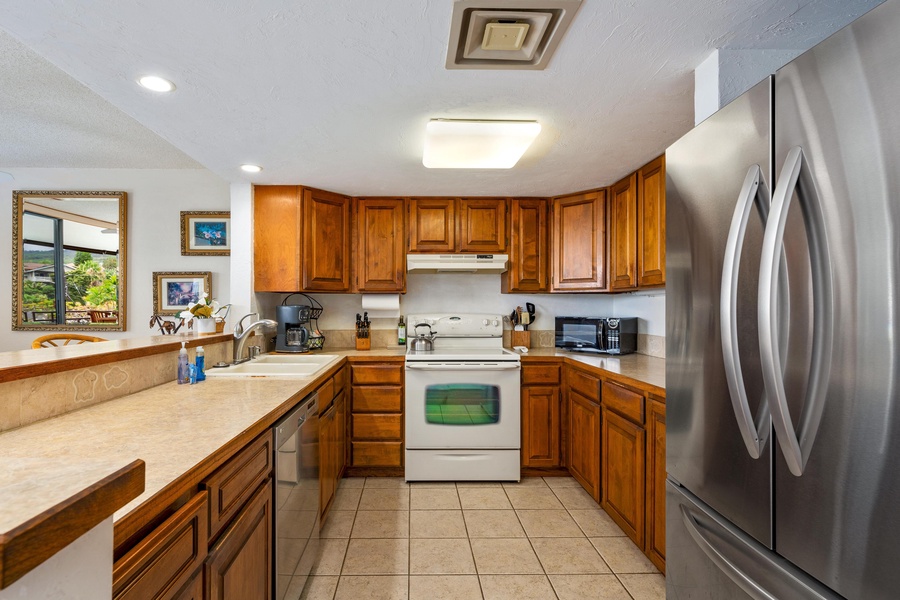 Kitchen area with counter top space