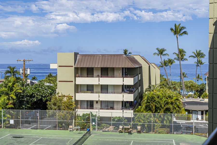 You can catch peek a boo ocean views or a game of tennis