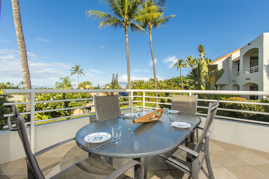 Amazingly large lanai for dining and relaxing in the sun.