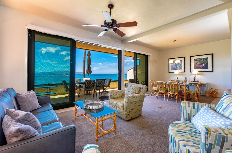 Living Dining Area with Sliders create Seamless Indoor Outdoor