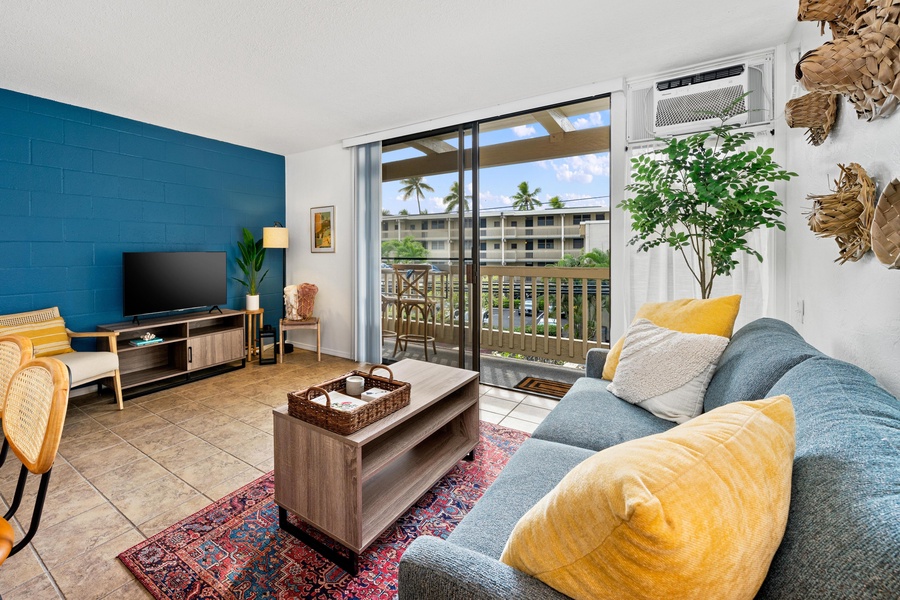 Living area with fun colors 