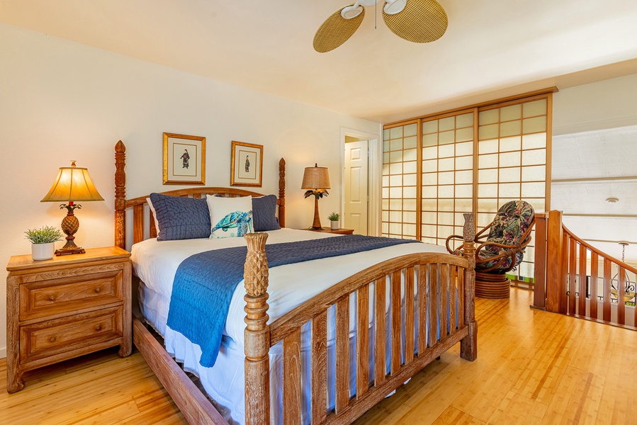 Sliding Shoji Doors create privacy in Loft Bedroom