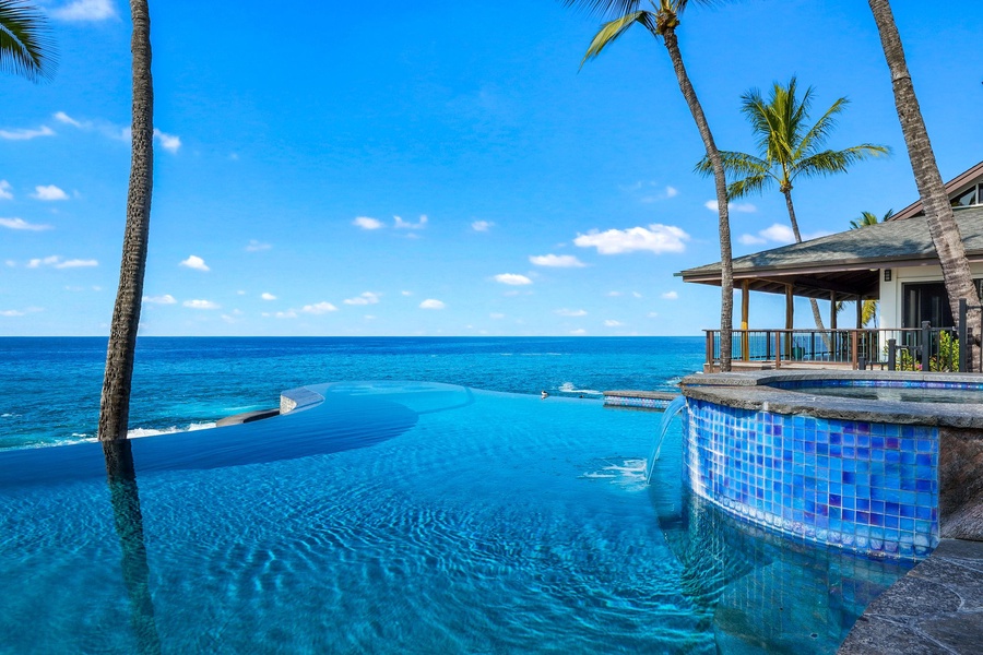 Play in the pool during the day and soak in the hot tub at night