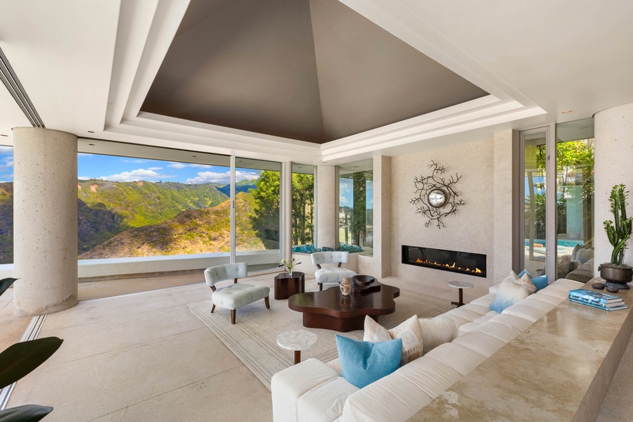 Experience authentic luxury with Gather in this serene living space, where panoramic views meet elegant design.