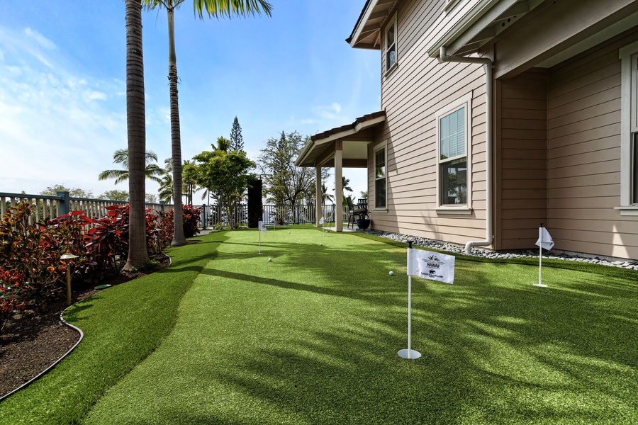 Sharpen your short game on the private putting green with ocean views.