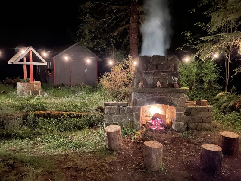 Outdoor Fireplace to warm up at night while chatting with friends