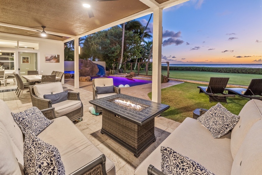 Relax by the fire pit with stunning sunset views and a warm ocean breeze.