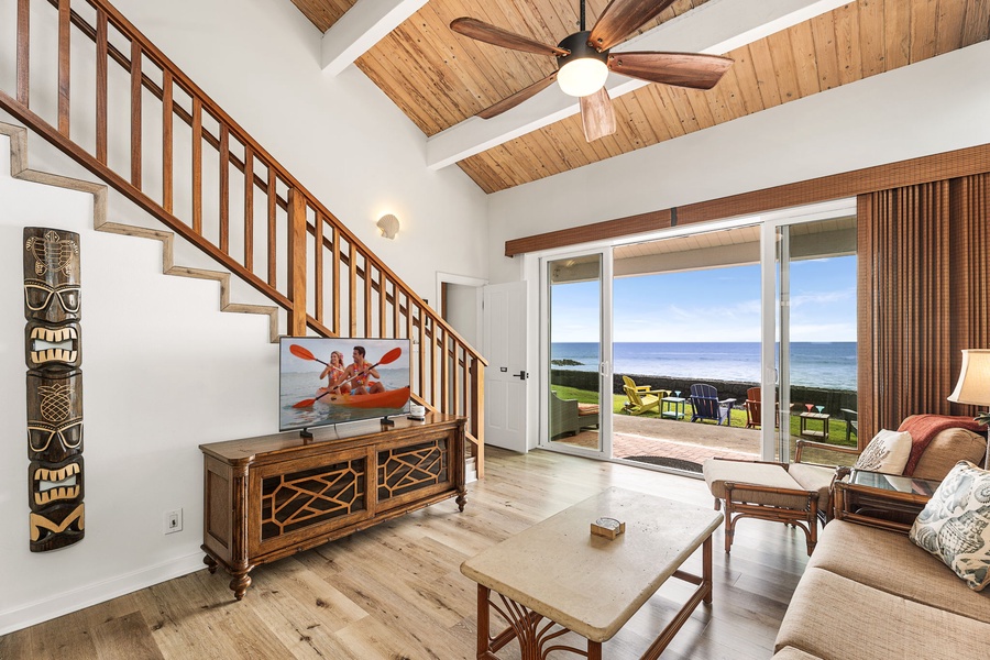 Step into an airy retreat, where ocean views draw you out through open glass doors.